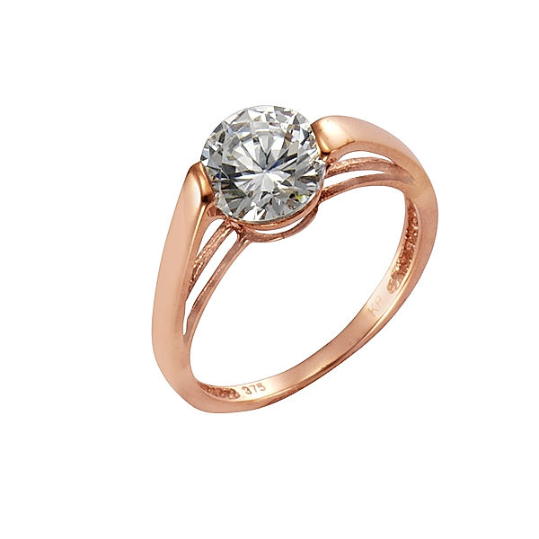 Jacques Lemans Ring 375/- Gold rosévergoldet mit Zirkonia 375/- Gold Zirkonia weiß Glänzend (Größe: 056 (17,8))