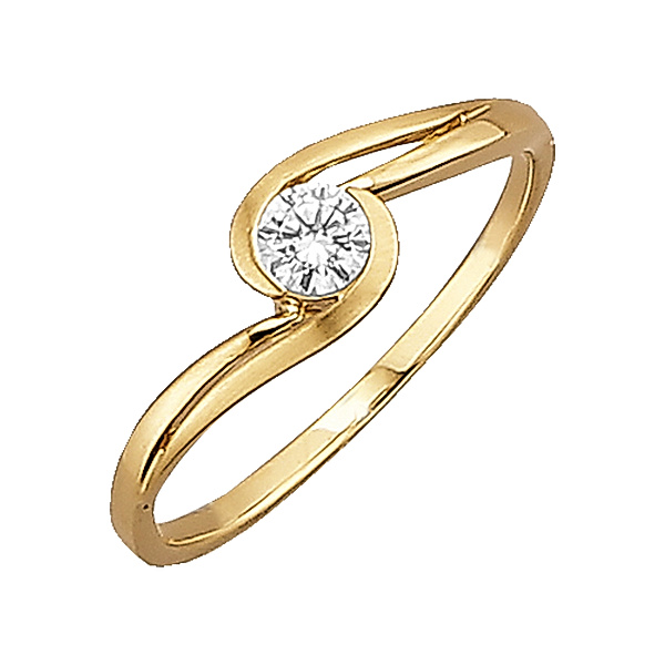 Jacques Lemans Ring 375/- Gold Zirkonia weiß Glänzend (Größe: 056 (17,8))