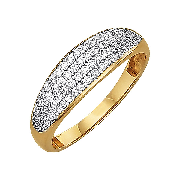 Jacques Lemans Ring 375/- Gold Zirkonia weiß Glänzend (Größe: 054 (17,2))