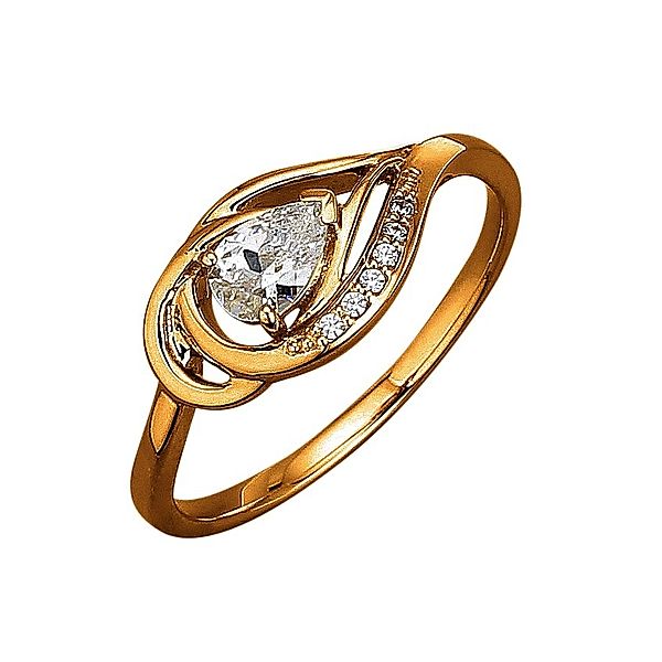 Jacques Lemans Ring 375/- Gold Zirkonia weiß Glänzend (Größe: 056 (17,8))