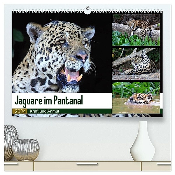 Jaguare im Pantanal (hochwertiger Premium Wandkalender 2024 DIN A2 quer), Kunstdruck in Hochglanz, Yvonne und Michael Herzog