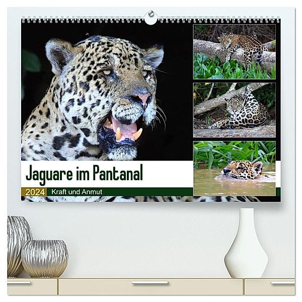 Jaguare im Pantanal (hochwertiger Premium Wandkalender 2024 DIN A2 quer), Kunstdruck in Hochglanz, Yvonne und Michael Herzog