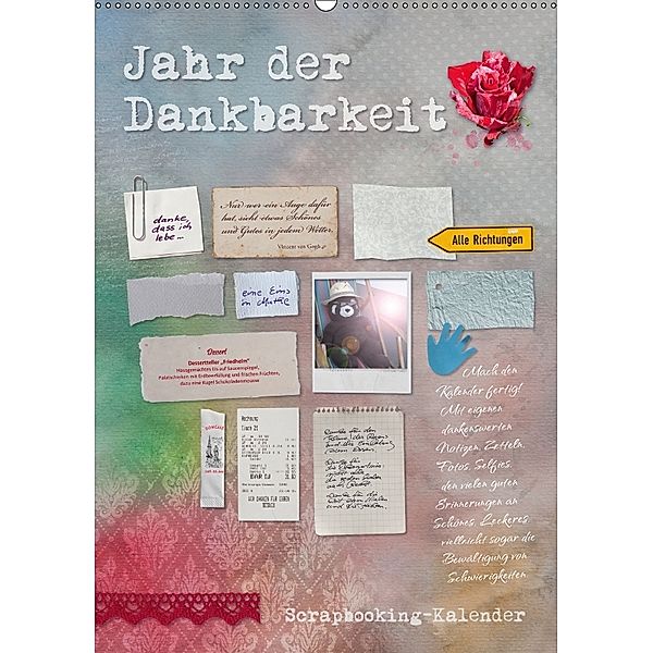 Jahr der Dankbarkeit - Scrapbooking-Kalender (Wandkalender 2018 DIN A2 hoch), Ulrike Gruch