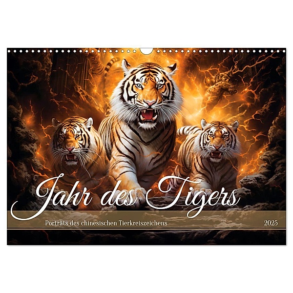 Jahr des Tigers - Porträts des chinesischen Tierkreiszeichens (Wandkalender 2025 DIN A3 quer), CALVENDO Monatskalender, Calvendo, Anja Frost