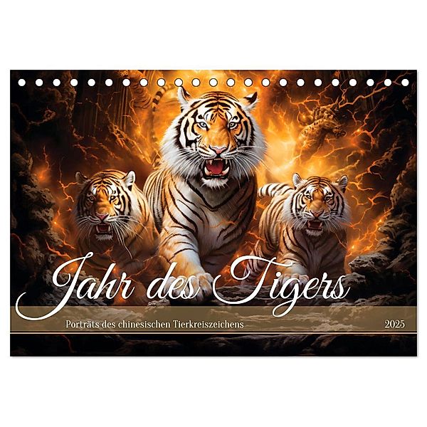 Jahr des Tigers - Porträts des chinesischen Tierkreiszeichens (Tischkalender 2025 DIN A5 quer), CALVENDO Monatskalender, Calvendo, Anja Frost