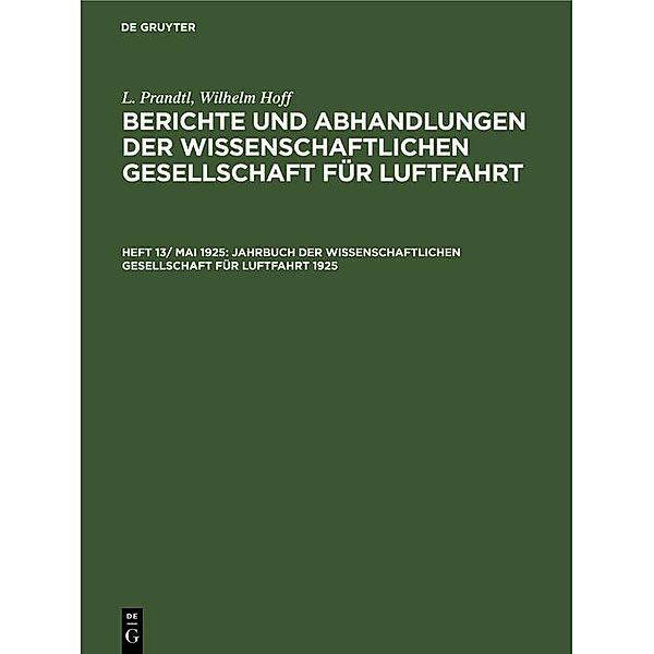 Jahrbuch der Wissenschaftlichen Gesellschaft für Luftfahrt 1925, L. Prandtl, Wilhelm Hoff