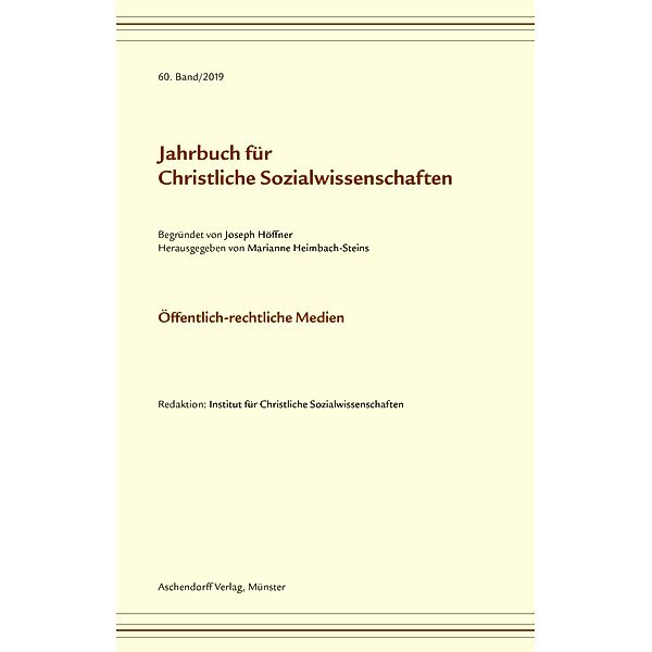 Jahrbuch für christliche Sozialwissenschaften 2019