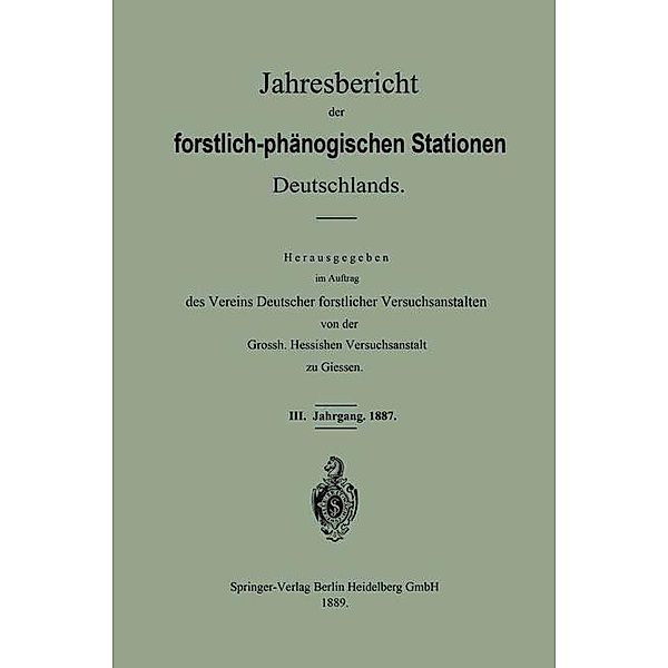 Jahresbericht der forstlich-phänologischen Stationen Deutschlands, Vereins deutscher forstlicher Versuchsanstalten