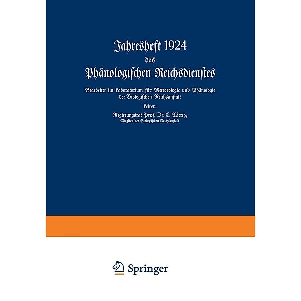 Jahresheft 1924 des Phänologischen Reichsdienstes, E. Werth