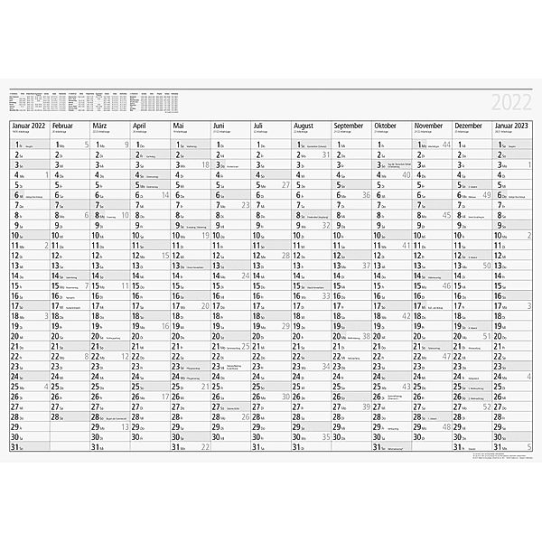 Jahreskalender abwischbar Modell young design PLUS 2022