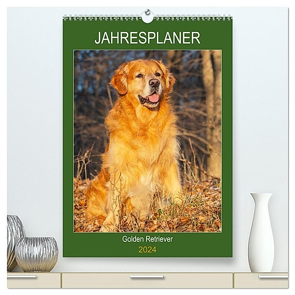 Jahresplaner Golden Retriever (hochwertiger Premium Wandkalender 2024 DIN A2 hoch), Kunstdruck in Hochglanz, Sigrid Starick