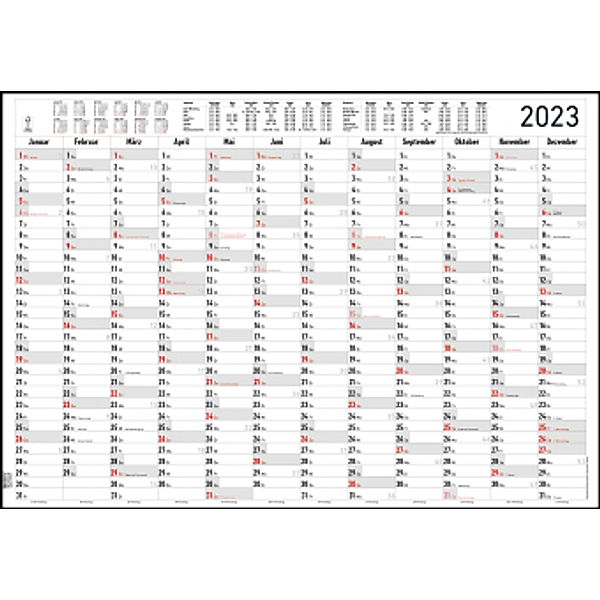 Jahresplaner XL foliert 2023 - Plakat-Kalender 100x70 cm - abwischbar - Ferienübersicht - Arbeitstagezählung - Alpha Edi