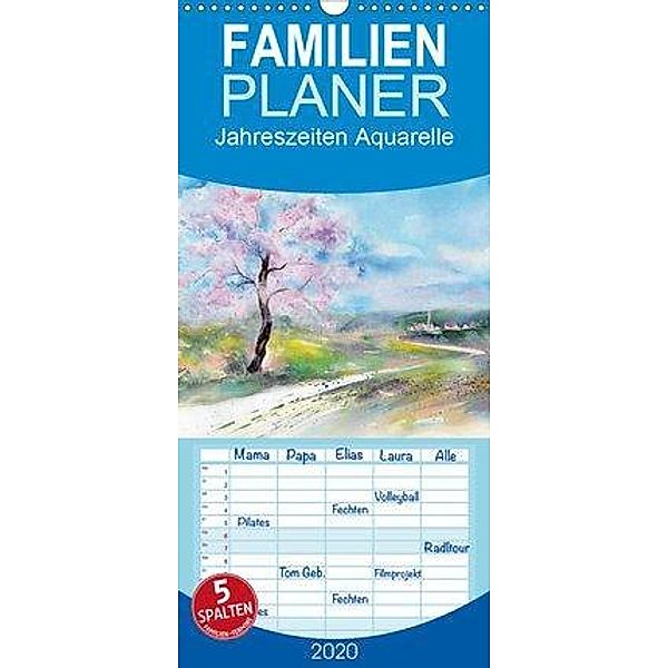 Jahreszeiten Aquarelle - Familienplaner hoch (Wandkalender 2020 , 21 cm x 45 cm, hoch), Jitka Krause