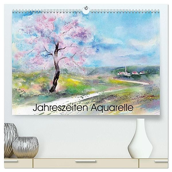 Jahreszeiten Aquarelle (hochwertiger Premium Wandkalender 2024 DIN A2 quer), Kunstdruck in Hochglanz, Jitka Krause
