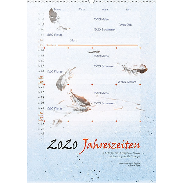 Jahreszeiten im Stil Japanischer Malerei - Familienplaner 2020 DIN A3 hoch (Wandkalender 2020 DIN A2 hoch), Eugeniya Kareva