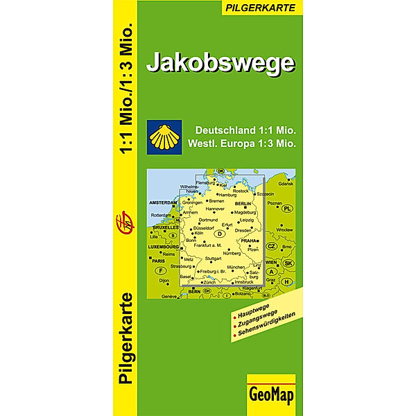 Jakobswege Deutschland und westliches Europa, GeoMap