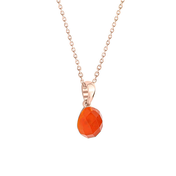 Jamelli Anhänger mit Kette 925/- Sterling Silber orange 42+3cm Glänzend 1,70ct.