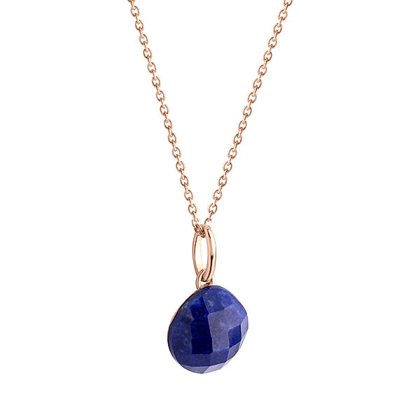 Jamelli Anhänger mit Kette 925/- Sterling Silber Lapislazuli blau 42+3cm Glänzend 3,87ct.