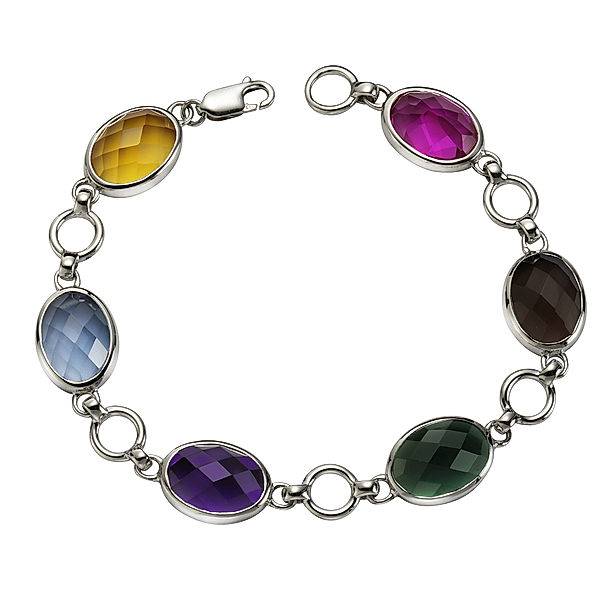 Jamelli Armband 925/- Sterling Silber Quarz (beh.) 20,5cm Glänzend