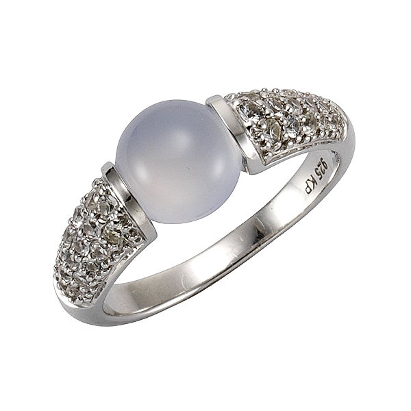 Jamelli Ring 925/- Sterling Silber Chalcedon hellblau Glänzend (Größe: 056 (17,8))