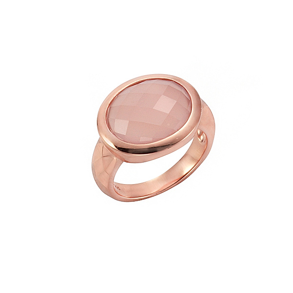 Jamelli Ring 925/- Sterling Silber Chalcedon rosa Glänzend (Größe: 058 (18,5))