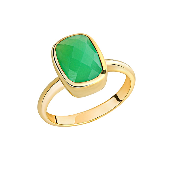 Jamelli Ring 925/- Sterling Silber Chrysopras grün Glänzend 2,20ct. (Größe: 054 (17,2))