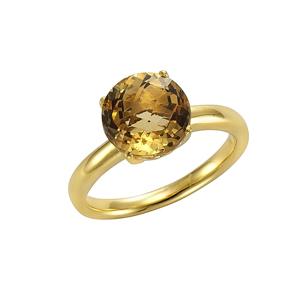 Jamelli Ring 925/- Sterling Silber Citrin gelb Glänzend (Größe: 052 (16,6))