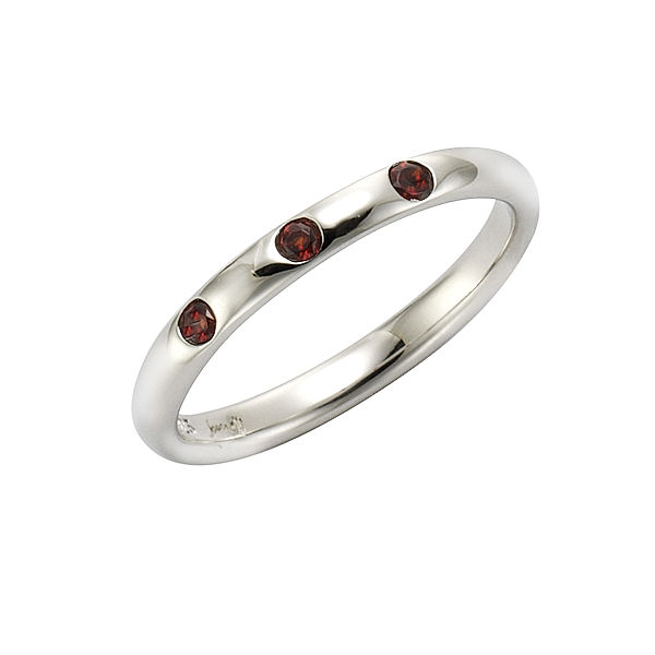 Jamelli Ring 925/- Sterling Silber Granat rot Glänzend (Größe: 052 (16,6))