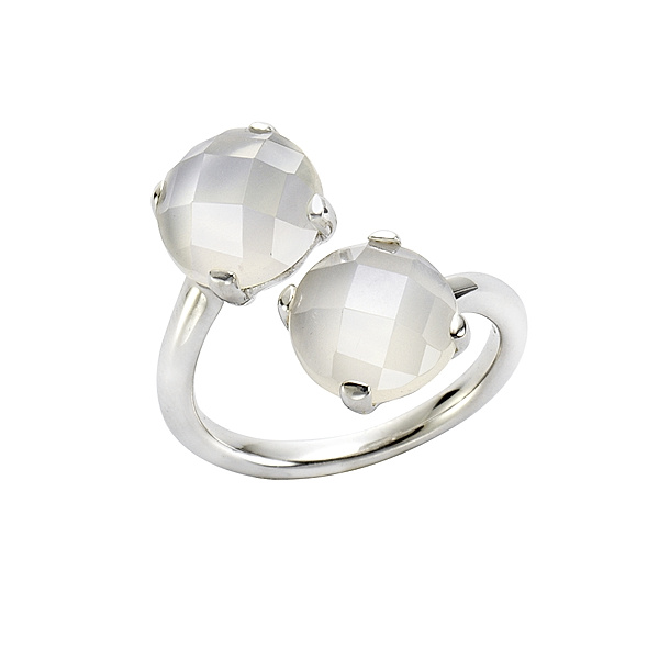 Jamelli Ring 925/- Sterling Silber Mondstein weiß Glänzend (Größe: 060 (19,1))