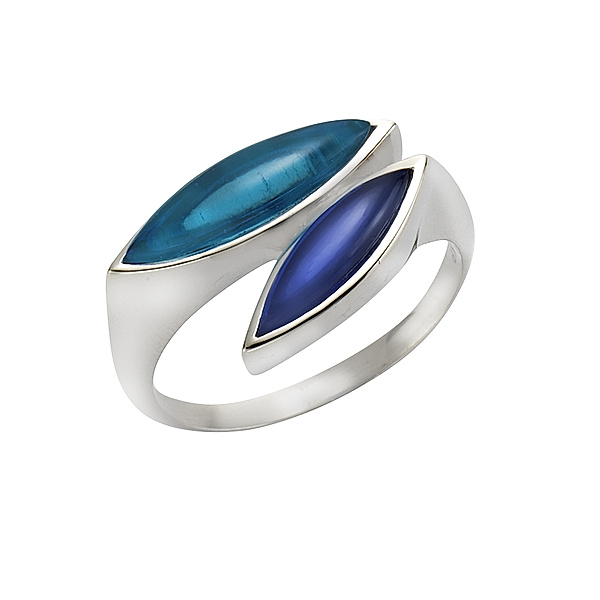 Jamelli Ring 925/- Sterling Silber Quarz (beh.) blau Glänzend (Größe: 056 (17,8))