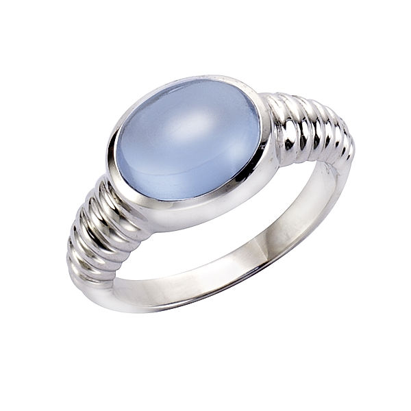 Jamelli Ring 925/- Sterling Silber Quarz (beh.) hellblau Glänzend (Größe: 058 (18,5))