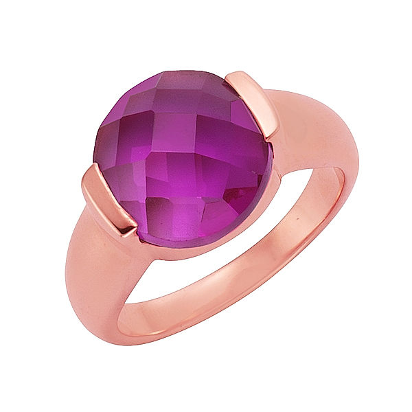 Jamelli Ring 925/- Sterling Silber Quarz (beh.) pink Glänzend 7,7ct. (Größe: 060 (19,1))