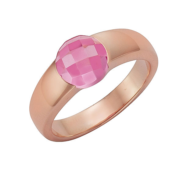 Jamelli Ring 925/- Sterling Silber Quarz (beh.) pink Glänzend 3,00ct. (Größe: 058 (18,5))