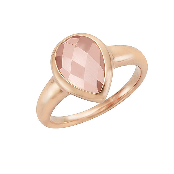 Jamelli Ring 925/- Sterling Silber Rosenquarz rosa Glänzend (Größe: 052 (16,6))