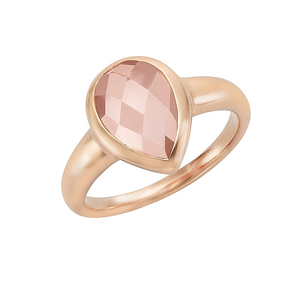 Jamelli Ring 925/- Sterling Silber Rosenquarz rosa Glänzend (Größe: 058 (18,5))