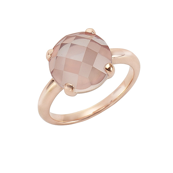 Jamelli Ring 925/- Sterling Silber Rosenquarz rosa Glänzend (Größe: 058 (18,5))