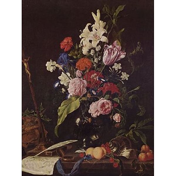 Jan Davidsz de Heem - Blumenstrauß in gläserner Vase, Kruzifix und Totenkopf - 2.000 Teile (Puzzle)