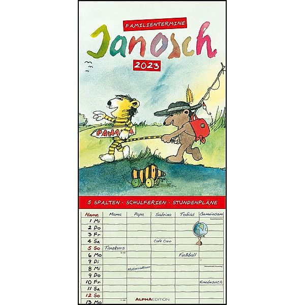 Janosch 2023 Familienplaner - Familien-Timer - Termin-Planer - Kinder-Kalender - Familien-Kalender - 22x45