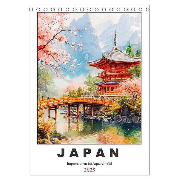 Japan. Impressionen im Aquarell-Stil (Tischkalender 2025 DIN A5 hoch), CALVENDO Monatskalender, Calvendo, Rose Hurley