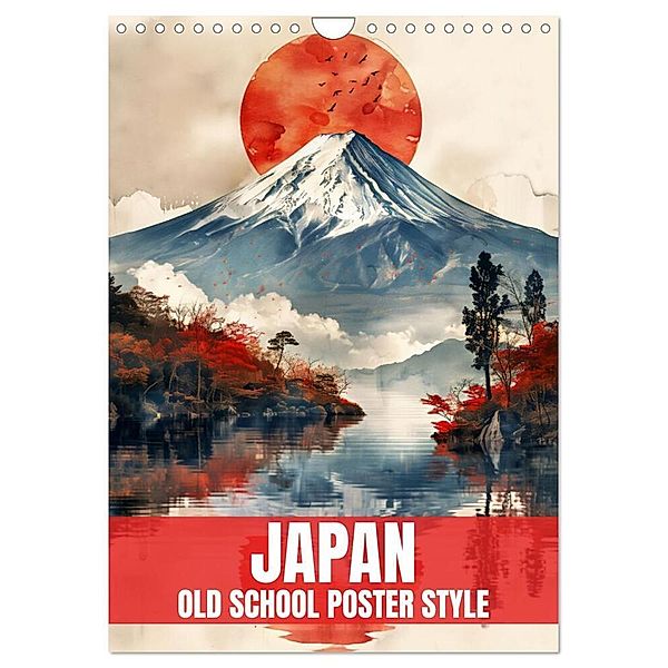 Japan - Old School Poster Style (Wandkalender 2025 DIN A4 hoch), CALVENDO Monatskalender, Calvendo, Val Thoermer