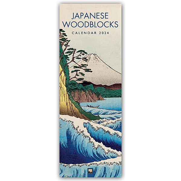 Japanese Woodblocks - Japanische Holzschnitte - Slimline-Kalender 2024, Flame Tree Publishing