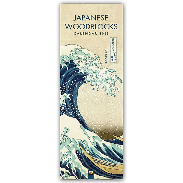 Japanese Woodblocks - Japanische Holzschnitte - Slimline-Kalender 2025, Flame Tree Publishing