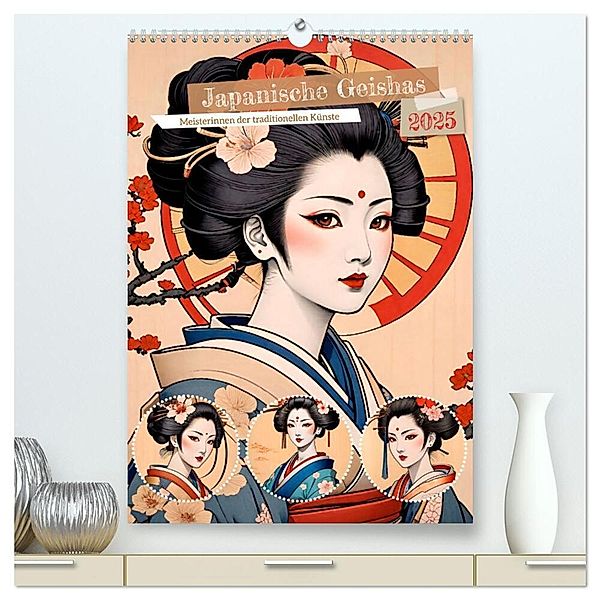 Japanische Geishas (hochwertiger Premium Wandkalender 2025 DIN A2 hoch), Kunstdruck in Hochglanz, Calvendo, Steffani Lehmann