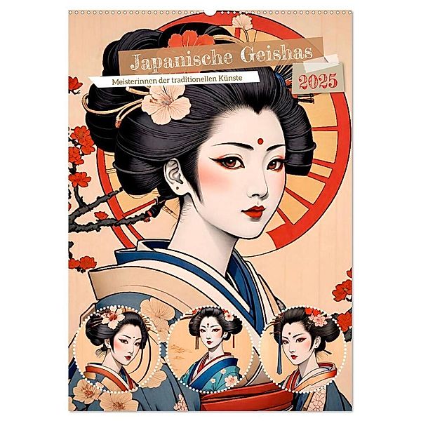 Japanische Geishas (Wandkalender 2025 DIN A2 hoch), CALVENDO Monatskalender, Calvendo, Steffani Lehmann