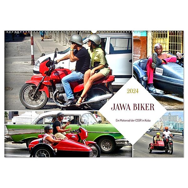 JAWA BIKER - Ein Motorrad der CSSR in Kuba (Wandkalender 2024 DIN A2 quer), CALVENDO Monatskalender, Henning von Löwis of Menar