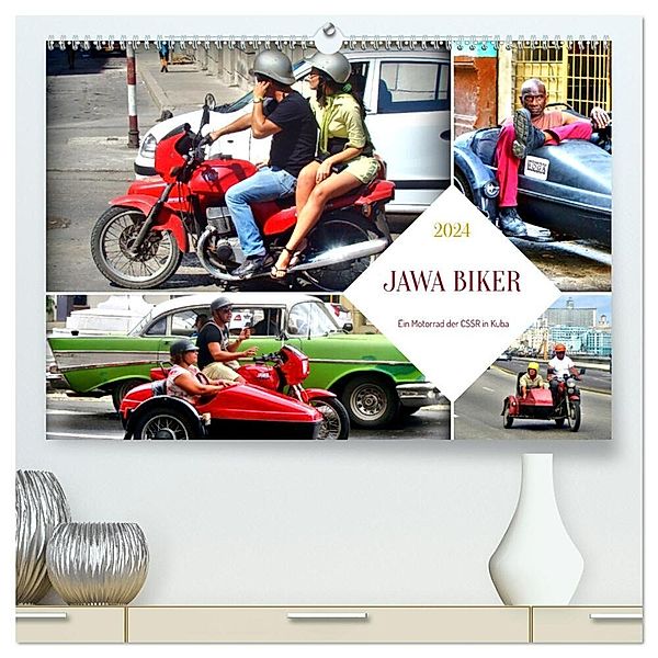 JAWA BIKER - Ein Motorrad der CSSR in Kuba (hochwertiger Premium Wandkalender 2024 DIN A2 quer), Kunstdruck in Hochglanz, Henning von Löwis of Menar