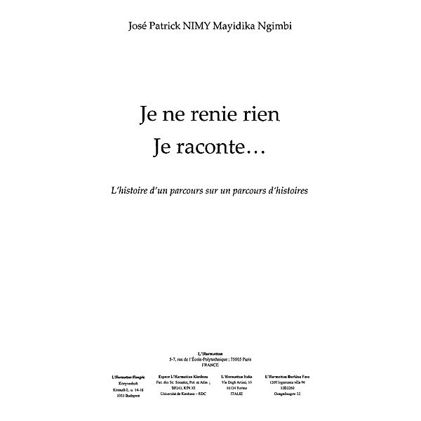 Je ne renie rien je raconte l'histoire d / Hors-collection, Nimy J. P. Mayidika Ngimbi