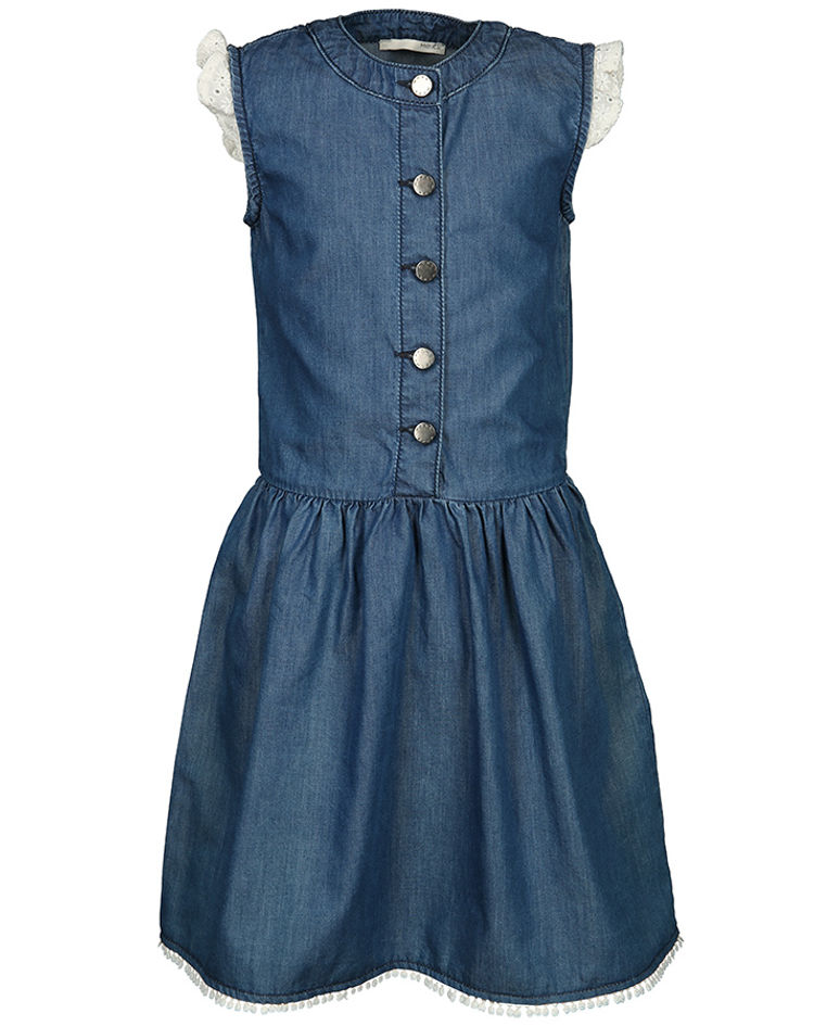 Jeans-Kleid LACE mit Flügelärmeln in denim blau kaufen