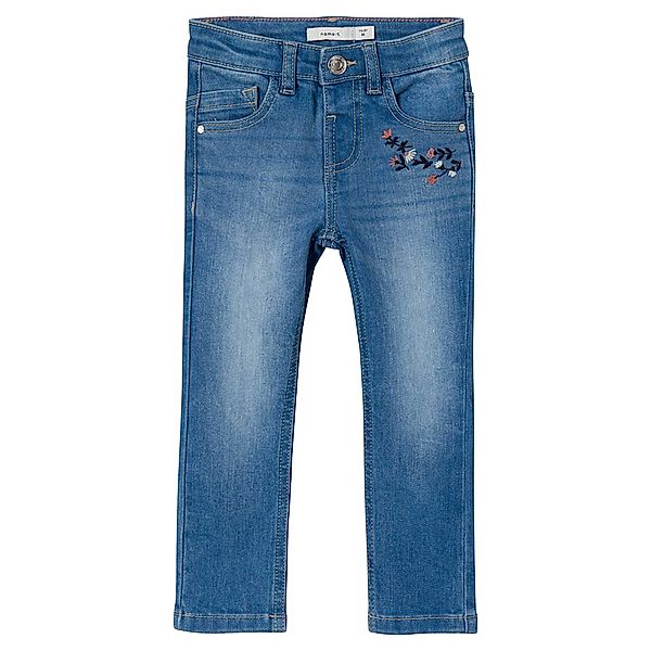 name it Jeans NMFSALLI SLIM FLOWERS in medium blue denim