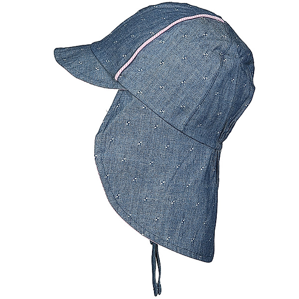 maximo Jeans-Schirmmütze STREIFENFUTTER mit Nackenschutz in denim/rosa